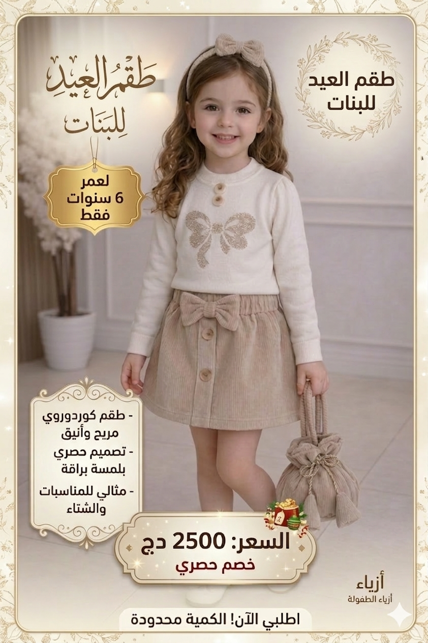 لباس عيد بناتي كامل 4 قطع